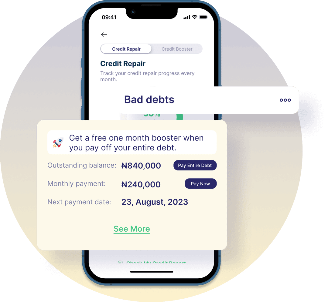 PebbleScore app showing credit repair