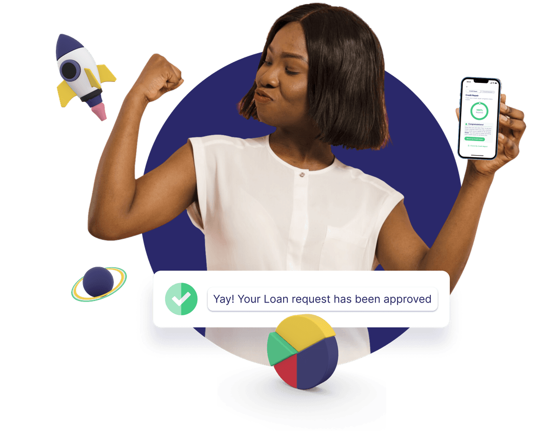 Nigerian woman checking credit report with PebbleScore app